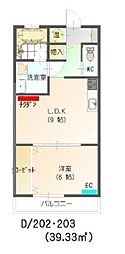 すまいる18番館 2階1LDKの間取り