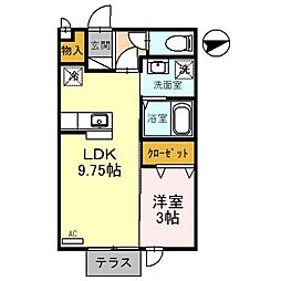 ル・シエル花園 1階1LDKの間取り
