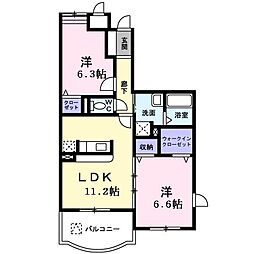 ハミングスクエアA 2LDKの間取図画像