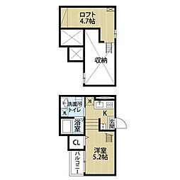 CRASTINE芝町(クラスティーネシバマチ) 1階ワンルームの間取り