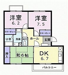 エスポワールメーゾン 3階3DKの間取り