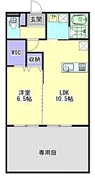 サンハイムサザン一万城 1LDKの間取図画像