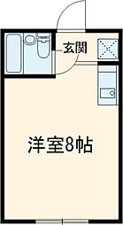 アルカディア南鶴崎 2階ワンルームの間取り
