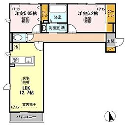 リゾ・カルム 2LDKの間取図画像