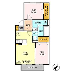 バードネイチャー　A棟 2階2LDKの間取り