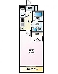 ラグナガーデンカメガワ 1Kの間取図画像