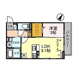 フェミヴェルテ 3階1LDKの間取り