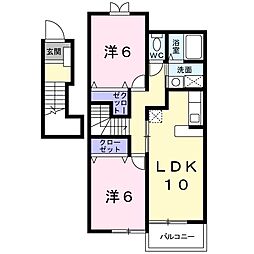 ジャン・ピュールB 2LDKの間取図画像