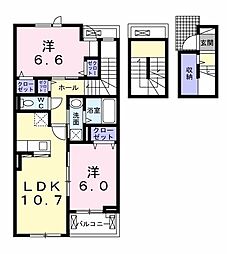 プランドール 2LDKの間取図画像