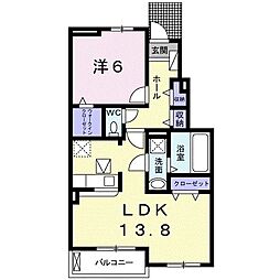 アイリス横山1 1LDKの間取図画像