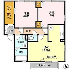 サンフラワーA 2LDKの間取図画像