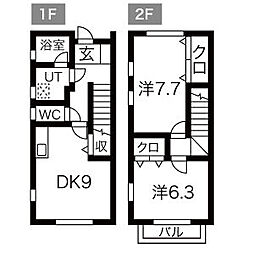 グレイストウフジ滝ノ水A棟 2LDKの間取図画像