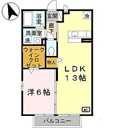 京阪宇治線 観月橋駅 徒歩16分の賃貸アパート 2階1LDKの間取り