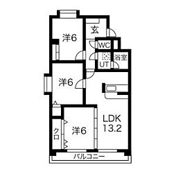 徳重セントラルビル 3LDKの間取図画像