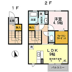 ファミィーユ ＫII 2階1LDKの間取り