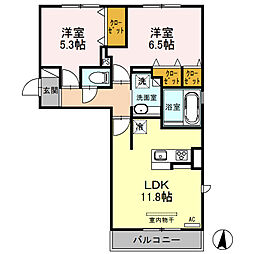 セキュレア須屋G棟 2LDKの間取図画像