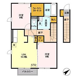カーサ・ドマーニ　Ｂ 2階2LDKの間取り