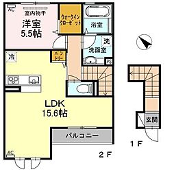 ステラ 2階1LDKの間取り