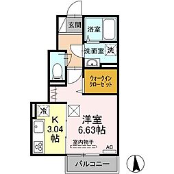 リッチYAMATO 1Kの間取図画像