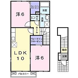 ソレイユ3 2LDKの間取図画像