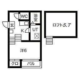 ハーモニーテラス外山 1階1Kの間取り