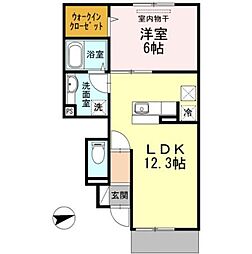 カルチェ 1LDKの間取図画像
