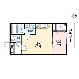 Eden(エデン) 1階1LDKの間取り