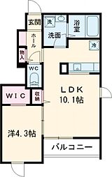 グランデ・ジュメリー 1階1LDKの間取り