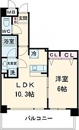 アプリーレ神戸元町 14階1LDKの間取り