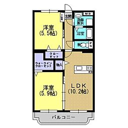 ピースフル空 2LDKの間取図画像