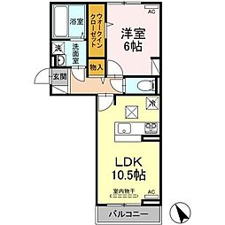 エルフォルク 1LDKの間取図画像