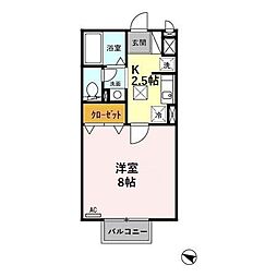 サンライズ 1Kの間取図画像