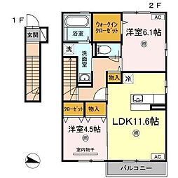 エスポワール 2LDKの間取図画像