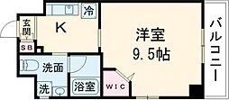 パレグレース中広II 3階1Kの間取り