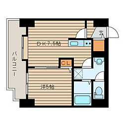 サンハイツ北大前 1DKの間取図画像