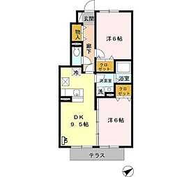 ル・シェージュ2 2DKの間取図画像