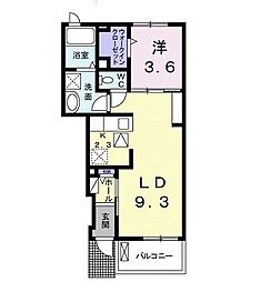 グレースリンクB 1LDKの間取図画像