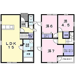 フィット林C C 1階3LDKの間取り
