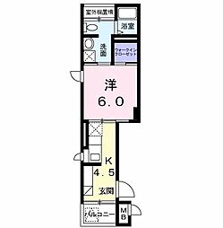 フェニックス 1Kの間取図画像