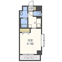 インベスト北梅田 9階1Kの間取り