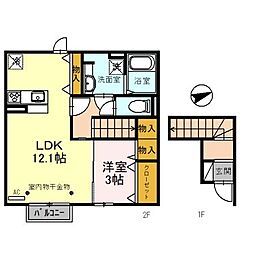 アスコット 2階1LDKの間取り