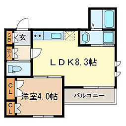 JR京浜東北・根岸線 与野駅 徒歩8分の賃貸マンション 1階1LDKの間取り