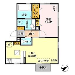 グランツ・シャルロッテ 1階1LDKの間取り