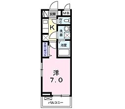 グリーンパース 3階1Kの間取り