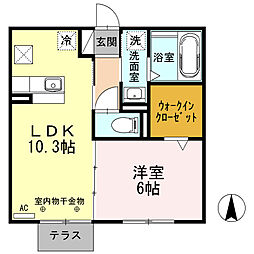ＥＬＰＩＳ 1階1LDKの間取り