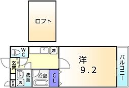 フジパレス初芝ノース 1Kの間取図画像