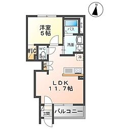 ボン・レーヴ 1LDKの間取図画像