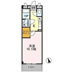 オリエンタルコート 1Kの間取図画像