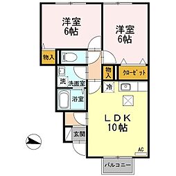 サンコート 2LDKの間取図画像