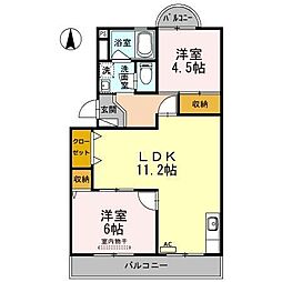 スカイハイツ 2LDKの間取図画像